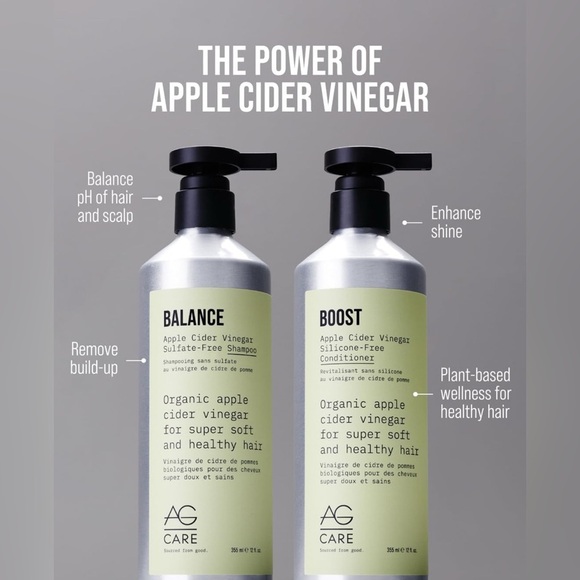 AG Care BALANCE APPLE CIDER VINEGAR SULFATE-FREE SHAMPOO & Conditioner 12oz set - Picture 3 of 10